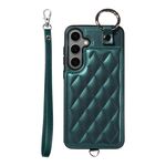 Per Samsung Galaxy S24+ 5G Custodia per cellulare con texture rombica e cordino corto (verde)