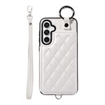 Per Samsung Galaxy S23 FE 5G Custodia per cellulare con texture rombica con cordino corto (bianco)