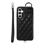 Per Samsung Galaxy S23 FE 5G Custodia per cellulare con texture rombica con cordino corto (nero)