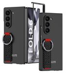 Per Samsung Galaxy Z Fold6 GKK Custodia per telefono con anello per cinturino da polso laterale integrato con foro grande (fibra di carbonio nera)