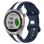 Per Garmin Approach S40 Cinturino per orologio in silicone bicolore con fibbia a farfalla da 20 mm (bianco + blu)