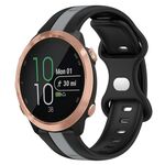 Per Garmin Forerunner 645 Music Cinturino per orologio in silicone bicolore con fibbia a farfalla da 20 mm (nero + grigio)