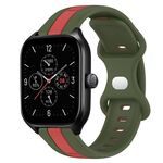 Per Amazfit GTS 4 20mm Cinturino in silicone bicolore con fibbia a farfalla (rosso + verde militare)