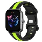 Per Amazfit GTS 3 20mm Cinturino in silicone bicolore con fibbia a farfalla (nero + verde)