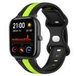 Per cinturino in silicone bicolore con fibbia a farfalla da 20 mm Amazfit GTS (nero + verde)