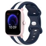 Per Amazfit Pop Pro 20mm Cinturino in silicone bicolore con fibbia a farfalla (bianco + blu)