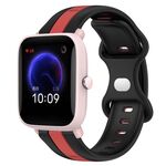 Per cinturino in silicone bicolore con fibbia a farfalla da 20 mm Amazfit Pop (nero + rosso)