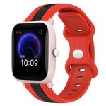 Per cinturino in silicone bicolore con fibbia a farfalla da 20 mm Amazfit Pop (rosso + nero)