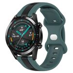 Per Huawei Watch GT2 42mm 20mm Cinturino in silicone bicolore con fibbia a farfalla (verde + nero)