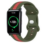 For Honor Watch ES Cinturino in silicone bicolore con fibbia a farfalla da 20 mm (rosso + verde militare)