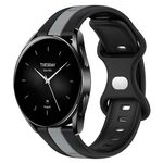 Per Xiaomi Watch S2 46mm 22mm Cinturino in silicone bicolore con fibbia a farfalla (nero + grigio)