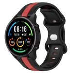 Per Xiaomi MI Watch Color 22mm Butterfly Buckle Cinturino in silicone bicolore (nero + rosso)