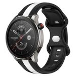 Per Amazfit GTR 4 22mm Cinturino in silicone bicolore con fibbia a farfalla (nero + bianco)