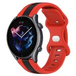 Per Amazfit GTR 3 Pro 22mm Cinturino in silicone bicolore con fibbia a farfalla (rosso + nero)