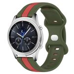 Cinturino in silicone bicolore con fibbia a farfalla da 22 mm per Samsung Gear S3 Classic (rosso + verde militare)