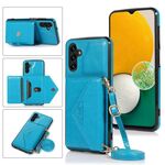 Per Samsung Galaxy A13 5G Custodia per telefono in pelle con borsa a portafoglio a tracolla (blu)