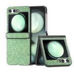 Per Samsung Galaxy Z Flip6 Custodia per telefono antiurto in polvere glitterata in tre parti (verde scuro)