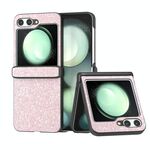 Per Samsung Galaxy Z Flip6 Custodia per telefono antiurto in polvere glitterata in tre parti (rosa)