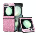 Per Samsung Galaxy Z Flip6 Custodia per telefono antiurto in polvere glitterata in tre parti (viola rosa)