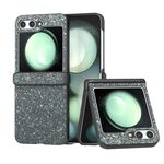 Per Samsung Galaxy Z Flip6 Custodia per telefono antiurto in polvere glitterata in tre parti (nero verde)