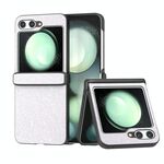 Per Samsung Galaxy Z Flip6 Custodia per telefono antiurto in polvere glitterata in tre parti (bianca)