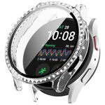 Per Samsung Galaxy Watch 7 40 / 44mm PC Diamond a fila singola + custodia protettiva per orologio integrata con pellicola temperata (bianco trasparente)