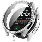 Per Samsung Galaxy Watch 7 40 / 44mm PC Diamond a fila singola + custodia protettiva per orologio integrata con pellicola temperata (Argento)