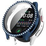 Per Samsung Galaxy Watch 7 40 / 44mm PC Diamond a fila singola + custodia protettiva per orologio integrata con pellicola temperata (blu notte)