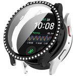 Per Samsung Galaxy Watch 7 40/44mm PC Diamond a fila singola + custodia protettiva per orologio integrata con pellicola temperata (nero)