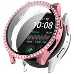 Per Samsung Galaxy Watch 7 40 / 44mm PC Diamond a fila singola + custodia protettiva per orologio integrata con pellicola temperata (rosa)