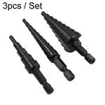 3 pezzi/set trapano a gradino scanalato dritto nitrurato con gambo esagonale HSS Pagoda apri foro