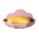 Porta sapone a forma di nuvola, porta sapone da parete senza scarico (rosa)