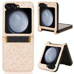 Custodia per telefono in pelle con texture a nido d'ape per Samsung Galaxy Z Flip6 5G (oro)