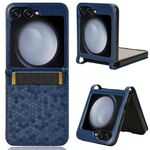 Custodia per telefono in pelle con texture a nido d'ape per Samsung Galaxy Z Flip6 5G (blu)