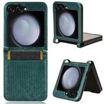 Custodia per telefono in pelle con texture a nido d'ape per Samsung Galaxy Z Flip6 5G (verde)