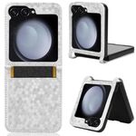 Custodia per telefono in pelle con texture a nido d'ape per Samsung Galaxy Z Flip6 5G (argento)