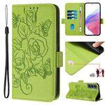 Custodia per telefono antifurto in pelle RFID rosa goffrata per Samsung Galaxy S22+ 5G (verde)