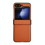 Per Samsung Galaxy Z Flip6 5G Set da tre pezzi Morandi Custodia per telefono con texture in pelle tinta unita (arancione)