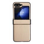 Per Samsung Galaxy Z Flip6 5G Set da tre pezzi Morandi Custodia per cellulare in pelle tinta unita Morandi (Oro)