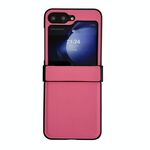 Per Samsung Galaxy Z Flip6 5G Set da tre pezzi Morandi Custodia per telefono con texture in pelle tinta unita (rosa rosso)