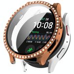 Per Samsung Galaxy Watch 7 44mm PC a fila singola Diamond + custodia protettiva per orologio integrata con pellicola temperata (oro rosa)
