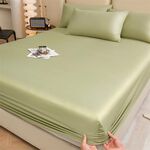 3 pezzi / set copriletto in cotone 4 stagioni lenzuolo universale antipolvere antiscivolo con federa, dimensioni: 200x220 cm (verde)
