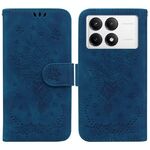 Custodia per telefono in pelle goffrata rosa farfalla per Redmi K70 / K70 Pro (blu)