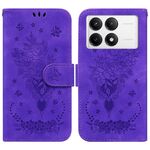 Custodia per telefono in pelle goffrata rosa farfalla per Redmi K70 / K70 Pro (viola)