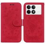 Custodia per telefono in pelle goffrata rosa farfalla per Redmi K70 / K70 Pro (rosso)