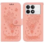 Custodia per telefono in pelle goffrata rosa farfalla per Redmi K70 / K70 Pro (rosa)