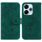 Custodia per telefono in pelle goffrata rosa farfalla per Redmi 13 4G (verde)