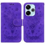 Custodia per telefono in pelle goffrata rosa farfalla per Redmi 13 4G (viola)