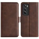 Per OPPO Reno12 Pro 5G Global Custodia per telefono in pelle con fibbia magnetica bifacciale orizzontale (marrone)
