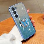 Custodia per telefono in TPU con supporto a farfalla con glitter sfumato placcato per Samsung Galaxy S23 5G (Sierra Blue)